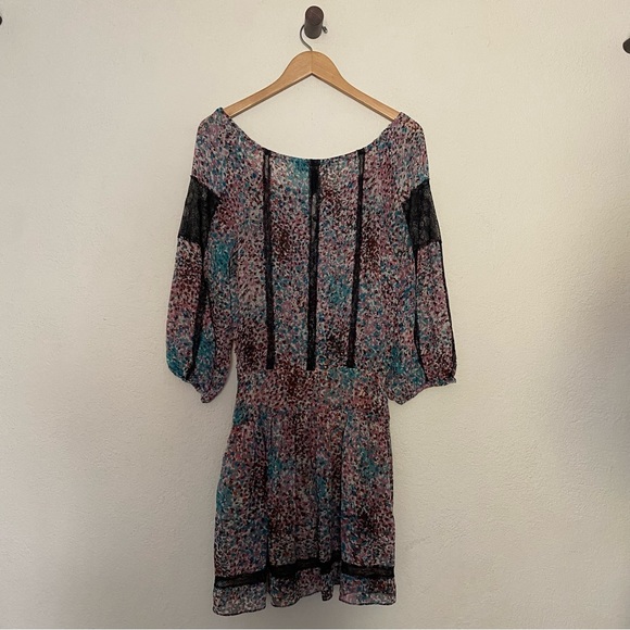 BCBGMAXAZRIA Tahiti Blue Combo Lace Blocked Dress - Picture 7 of 7